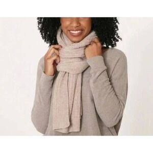 NWT Barefoot Dreams CozyChic Lite Ribbed Scarf Taupe Soft Knit OS